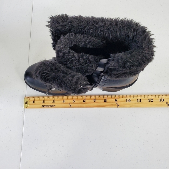 Guess Galway Leather Ankle Boot Size 10 Black Faux Fur Combat Bootie Lug Sole - Picture 12 of 15